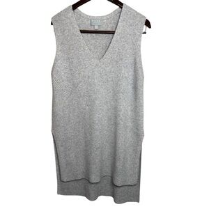 Pure Collection 100% Cashmere Gray Sleeveless Knit Top Size M
